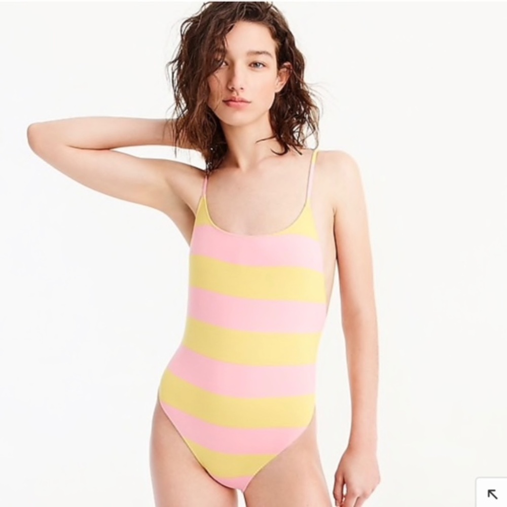 J. Crew One Piece Swimsuit Stripe Scoopback M(E12) - Picture 1 of 4